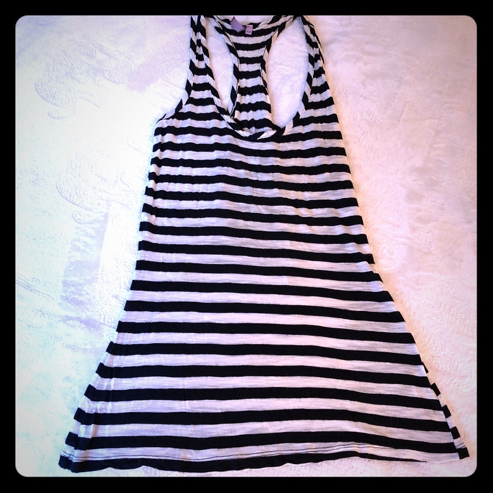 Navy & White Striped Racerback Tank!
